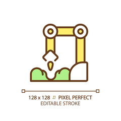 Sticker - Planting robot green RGB color icon. Seed sowing machine. Agricultural automation. Farm equipment. Artificial intelligence. Isolated vector illustration. Simple filled line drawing. Editable stroke