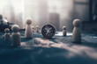 © Charnchai saeheng - Compass and The wooden doll represents the employee of the company on world map represents networking, connection.  Corporation, Enterprise concept.