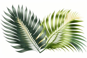 Sticker - detailed close-up of a vibrant green palm leaf isolated on a white background. Generative AI