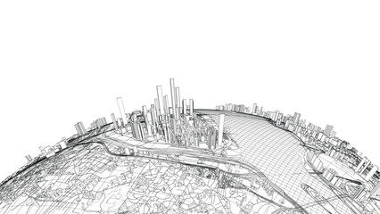 Poster - 3d city sphere. vector rendering of 3d