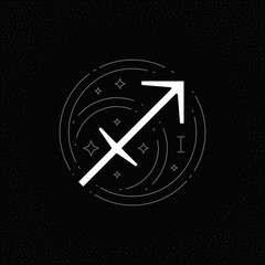 Wall Mural - sagittarius zodiac horoscope astrology minimal symbol line art vintage logo design vector