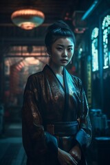 Poster - chinese classical beauty, dreamscape, cyberpunk cinematic shot. generative AI