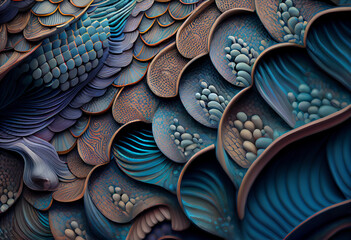 Poster - fish skin abstract.  Generative AI technology