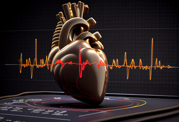 Aufkleber - A heart rate monitor displaying a person's heart rate, with a line graph showing the ups and downs of their heart's rhythm. Generative AI technology.	
