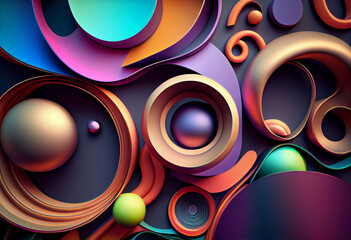 Poster - abstract background with circles. Generative AI technology.	