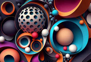 Poster - abstract background with circles. Generative AI technology.	