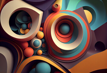 Poster - abstract background with circles. Generative AI technology.	