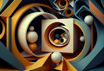Poster - abstract background visualization  with speakers  Generative AI technology.	