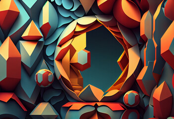 Poster - abstract background visualization  with speakers  Generative AI technology.	