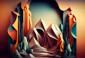 Poster - abstract background visualization  with speakers  Generative AI technology.	