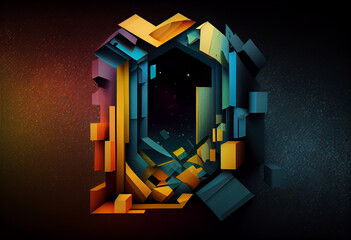 Leinwandbilder - abstract background with colorful squares Generative AI technology.	
