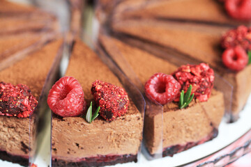 Canvas Print - chocolate cake with raspberries