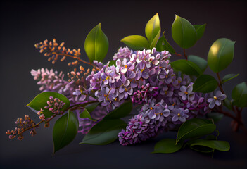 Aufkleber - Lilac with purple flowers. Generative AI technology.	
