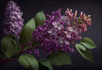Aufkleber - Lilac with purple flowers. Generative AI technology.	
