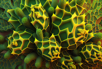 Poster - Beautiful abstract surreal geometric Green monstera leaves on the background of a white chair. Generative AI technology.
