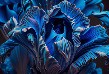 Aufkleber - Beautiful abstract surreal geometric  Bright blue irises. Generative AI technology.	
