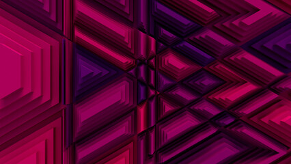 Pink and Purple Tech Background with a Geometric 3D Structure. Clean, Stepped design with Extruded Futuristic Forms. 3D Render.