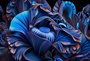 Aufkleber - Beautiful abstract surreal geometric  Bright blue irises. Generative AI technology.	
