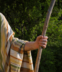 Poster - Man's hand with a wooden staff