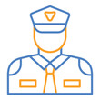 Security guard Blue & Orange Line Icon