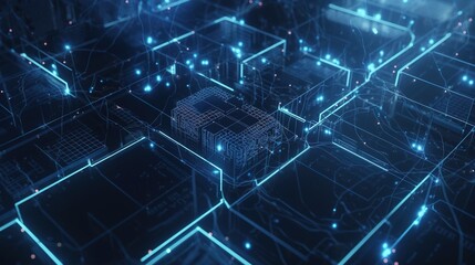 3D rendering of abstract digital technology background. Big data connection concept.Generative Ai