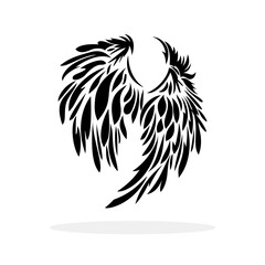 Wall Mural - wings icon. black icon of wings on white background. wings logo design. vector illustration