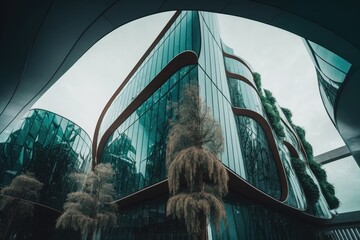 Canvas Print - modern skyscraper with a glass facade and multiple floors. Generative AI