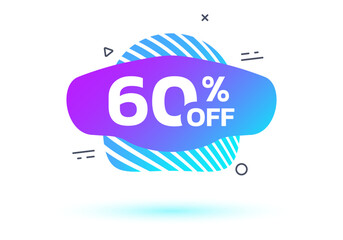 Canvas Print - 60 percent price off. sale abstract shape badge, sticker or label. discount, promotion banner templa