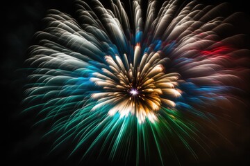 Canvas Print - colorful fireworks lighting up the night sky. Generative AI