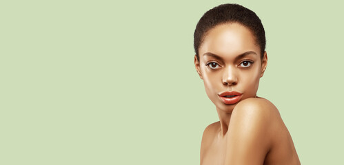 organic cosmetics. portrait of a beautiful african american skincare model with healthy skin and nat