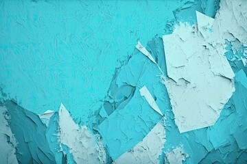 Poster - weathered blue and white wall with peeling paint. Generative AI