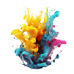 Poster - Colorful pastel color acrylic paint splashing isolated transparent png background. Generative ai