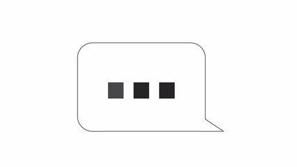 Poster - Animated bw three dots message. Black and white thin line icon 4K video footage for web design. Ellipsis in texting isolated monochromatic flat element animation with alpha channel transparency