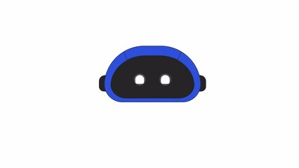 Poster - Animated robot head with glowy eyes. Flat outline style icon 4K video footage for web design. Robotics isolated colorful thin line element animation on white background with alpha channel transparency