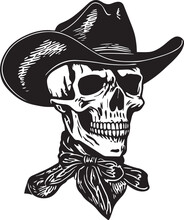 Skull In A Cowboy Hat, Cowboy Skull, Vector Illustration, SVG	