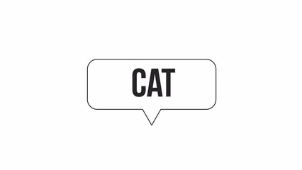 Poster - Animated bw pop up cat message. Black white thin line icon with text 4K video footage for web design. Push notification isolated monochromatic flat element animation with alpha channel transparency