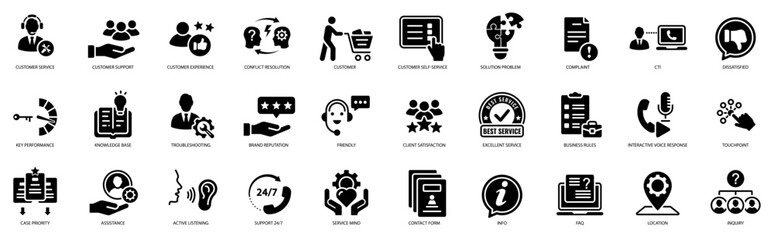 Wall Mural - Support and Service Icons Vector. Customer service icon