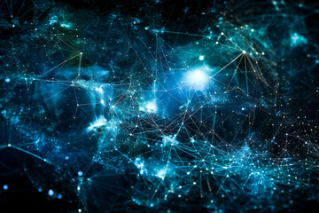 Poster - Blue abstract technology background. Created with Generative AI technology.