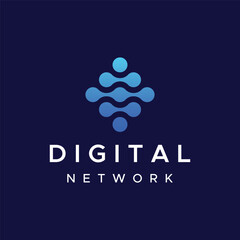 Wall Mural - logo design of futuristic global data or modern internet network.logotype for business, web, technol