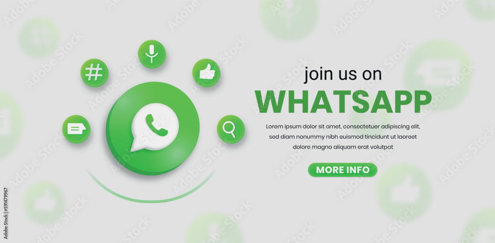 join us on whatsapp, 3d whatsapp logo with social media icon, whatsapp ...