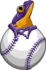 Wall Mural - vector illustration of frog on baseball ball. digital hand draw