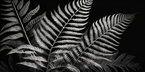 Wall Mural - Tropic ferns with a monochromatic paint job Generative AI