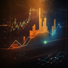 Poster - Analyzing sales data and economic growth graph chart. Financial. Stock market, generative AI