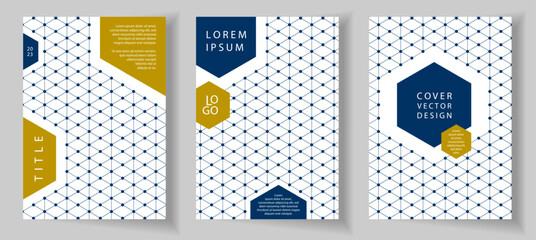 Wall Mural - Brochure cover templates with hexagon frames, lines and triangles grid. Hexagon frames.