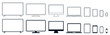 © dlyastokiv - Set technology line devices icon: TV monitor, computer, laptop, tablet, smartphone, watch icons. Outline mockup electronics devices monitor lines simple isolated - for stock