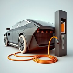 Poster - electric car charging station. generative ai