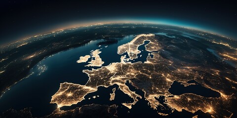 Poster - View of the planet earth from space.Aerial view. Panoramic shot. Generative AI