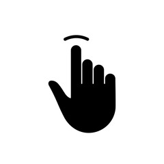 Poster - Tap Gesture, Hand Cursor of Computer Mouse Black Silhouette Icon. Click Double Press Touch Swipe Point on Cyberspace Website Sign. Pointer Finger Glyph Pictogram. Isolated Vector Illustration