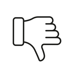 Poster - Thumb Down Line Icon. Dislike Finger Down Gesture in Social Media Linear Pictogram. Negative Vote Outline Sign. Disapprove, Rejection Symbol. Editable Stroke. Isolated Vector Illustration