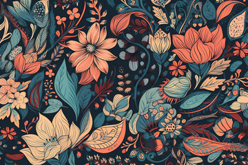 seamless floral pattern, generative ai